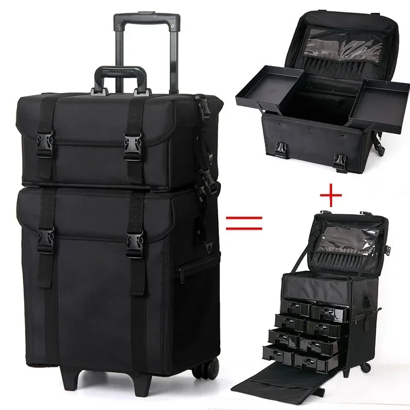 Luggage Ladies Trolley Bag Large Capacity Nail Technician Professional Beauty Tools Box with Wheels Rolling Suitcase