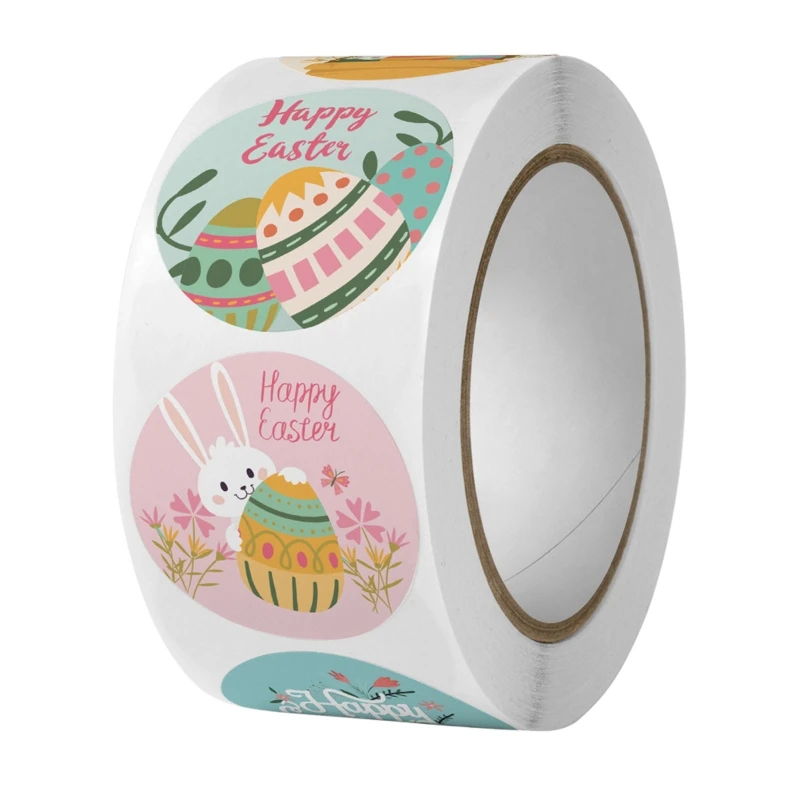 Happy Easter Stickers 500pcs Bunny Eggs Adhesive Seal Label for Easter