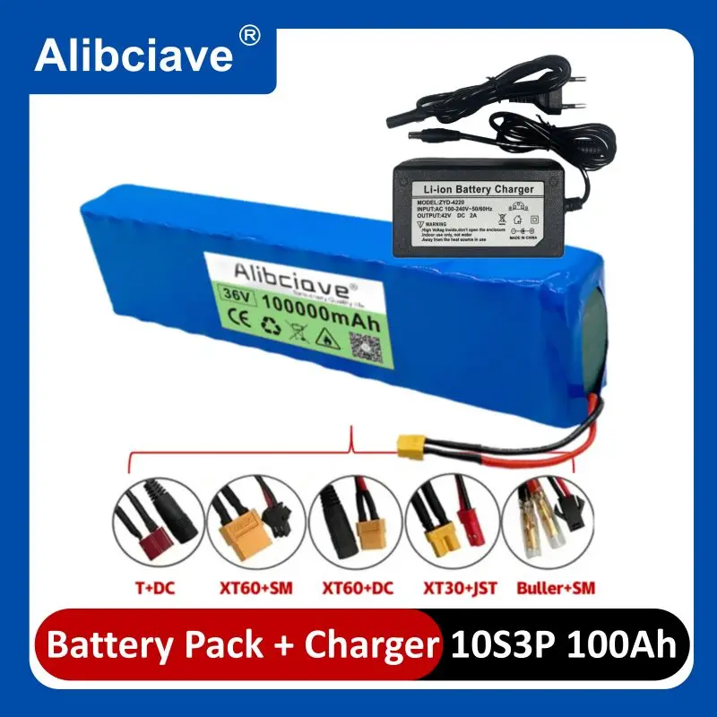 

Rechargeablelithium battery pack,36V,100000MAH 1865010S3P,1000W,modified power,bicycle,scooter,electric vehicle with BMS+charger