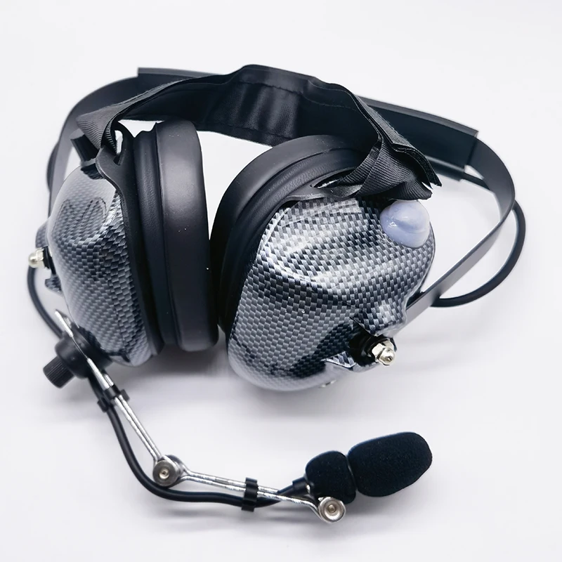 ‎H41-CF Carbon Fiber Aviation Helicopter Headphone Active Noise Cancelling Behind Head Headset for Motorola CP040 EP450 Radio