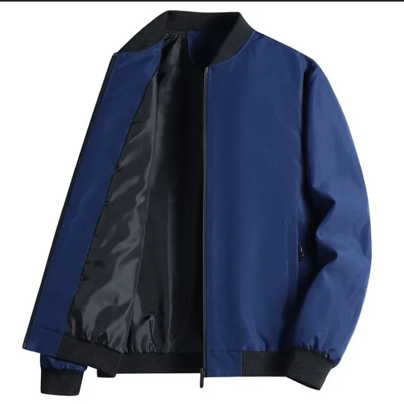 Men's 2024 Autumn and Winter Standing Collar Fashion Spliced Zipper Pocket Loose Solid Color Fashion Commuting Long Sleeved Coat