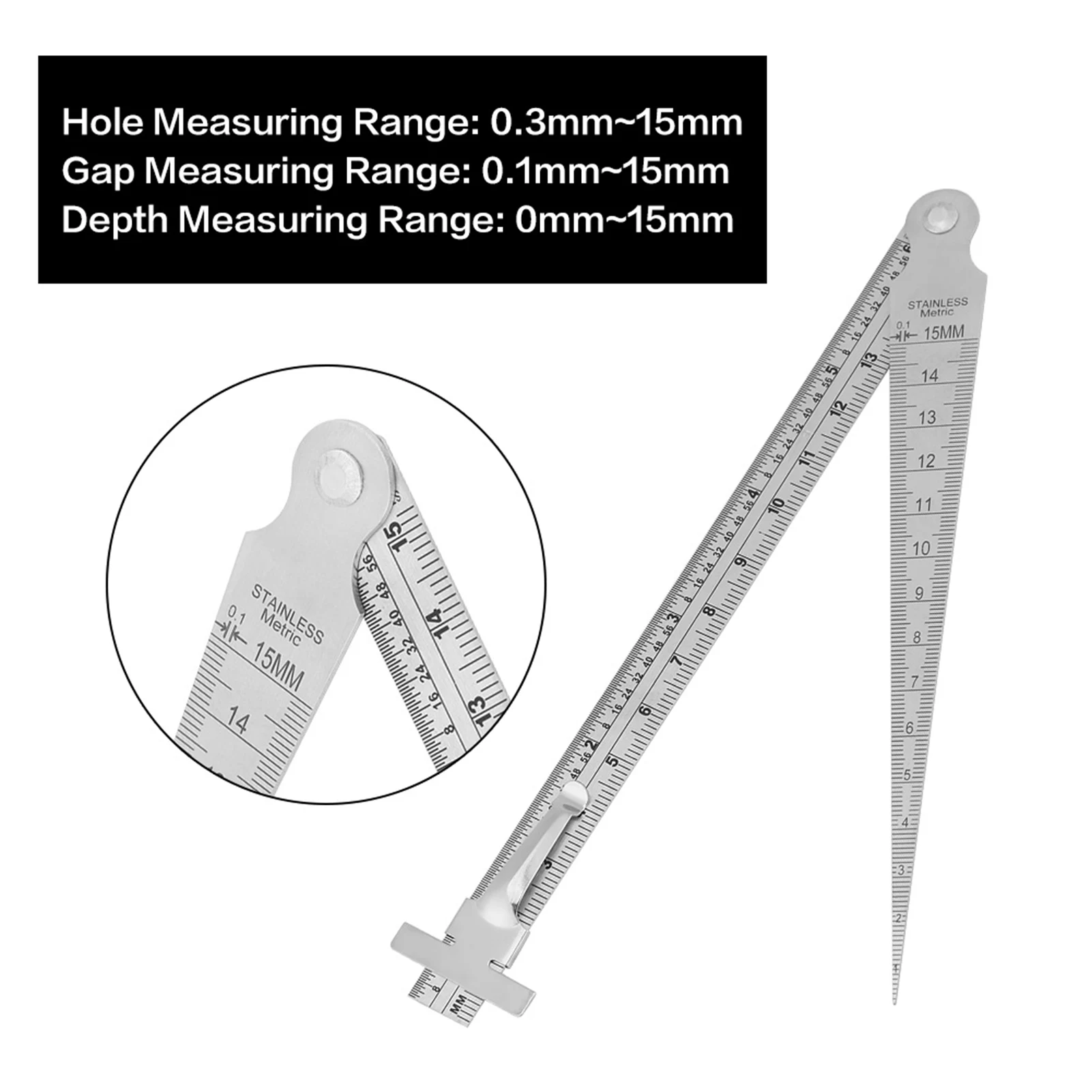 Depth Gauge Feeler Gauge Hole Size Gage Taper Stainless Steel Welding Taper Gap Depth Ruler Hole Inspection Tool