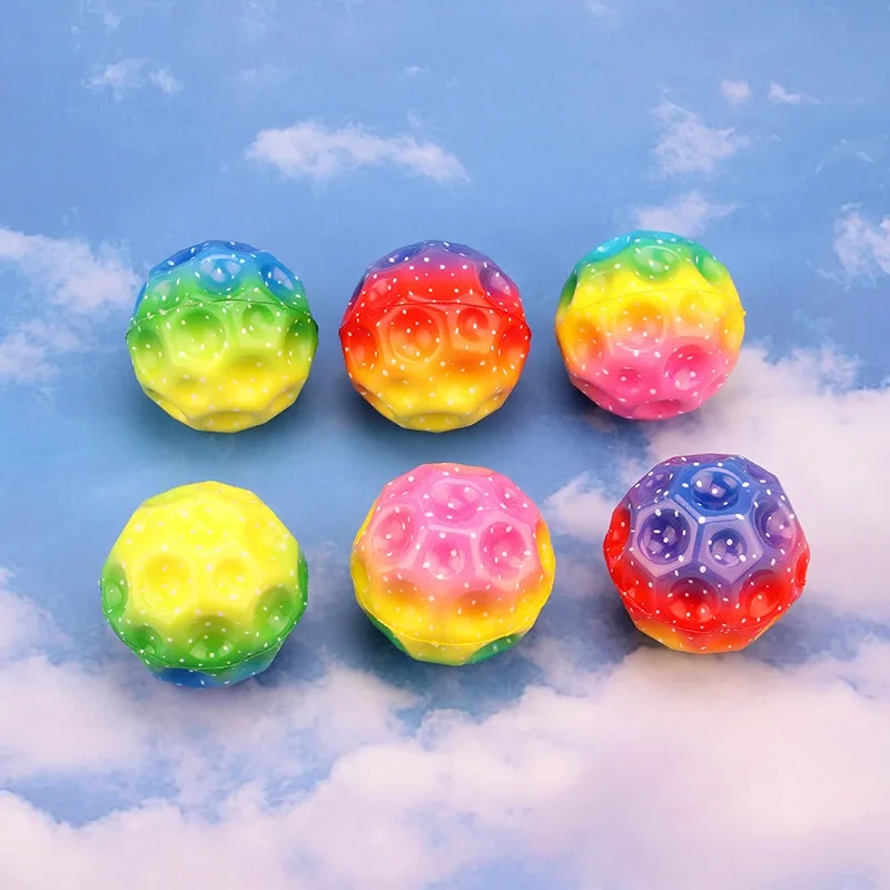 12Pcs Colorful High Resilience Hole Ball Toy Soft Bouncy Ball Anti Fall Moon Shape Porous Extreme  for Kids Outdoor Games Toys 5