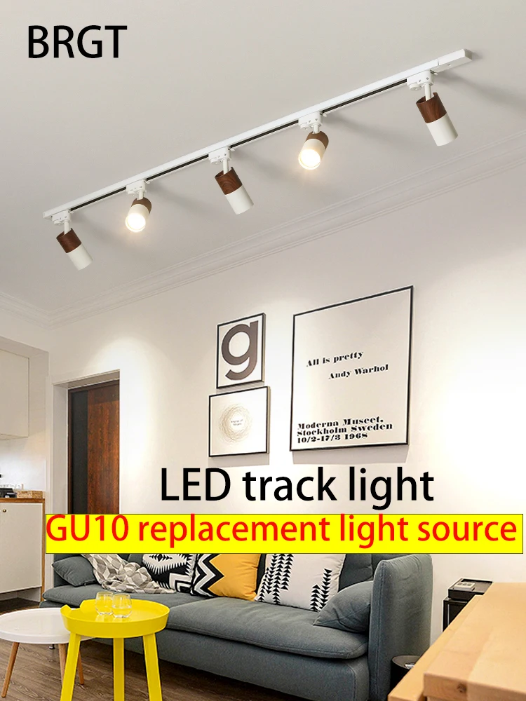 BRGT Led Track Light GU10 Bulb Rails Spot COB Lighting Fixture Aluminum Ceiling Lamps Whole Set 110V 220V For Clothing Shop Home 2