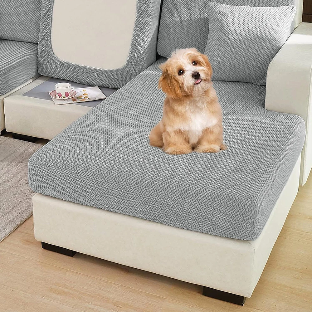 Jacquard Thick Sofa Cover Elastic Polar Fleece Couch Covers for Sofas Living Room Spandex Seat Covers L-shaped Solid Colors Home 2