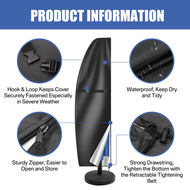 Igen, A Patio Usbrella Parasol Cover 210D Vízálló Kültéri Ofszet Banán 205Cm -Es Esernyő Burkolat Konzol Eltolás Esernyőhöz - Image 3
