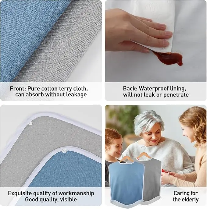 Adult Bibs for Eating Women/Men/elderly Washable,Waterproof, Clothing Protectors & Adult Bibs with Debris Trap - 5