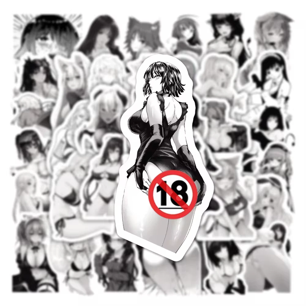 Cartoon Stickers Anime Stickers Adult Stickers 10/30/50pcs Black White Sexy Girl Cartoon Stickers Waifu Hentai Anime Adult Sticker DIY Phone Skateboard Notebook Graffiti Decal