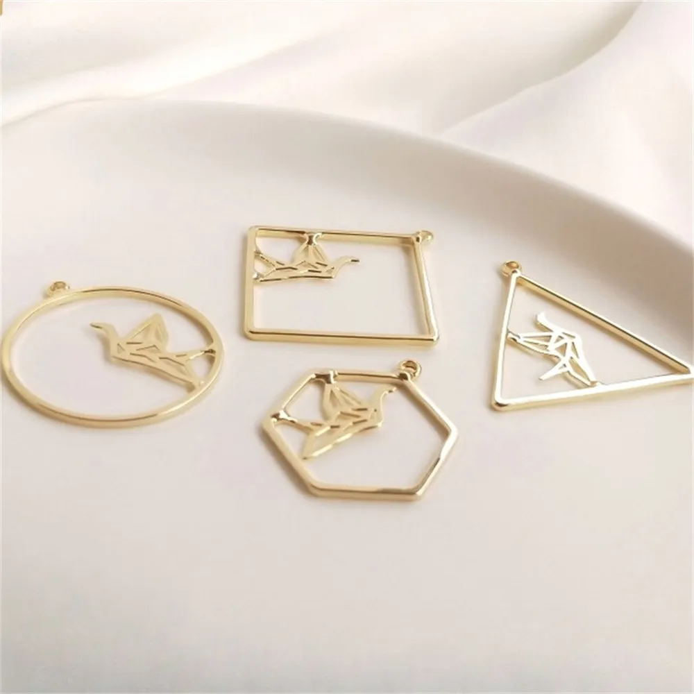 14K Light Gold Geometric Shape AccessoriesThousand Paper Crane Earrings AccessoriesDIY Jewelry Earrings Pendant Materials journamm 50pcs pack diy collage memo pad for junk journal frame materials creative school stationery multi function notes paper