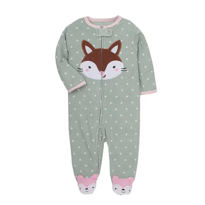 Footed Warm Baby Rompers 2023 Spring Fall Micro Polar Fleece Hot Baby Pajamas jumpsuits Infant baby boy girl sleepwear 0/3-12M