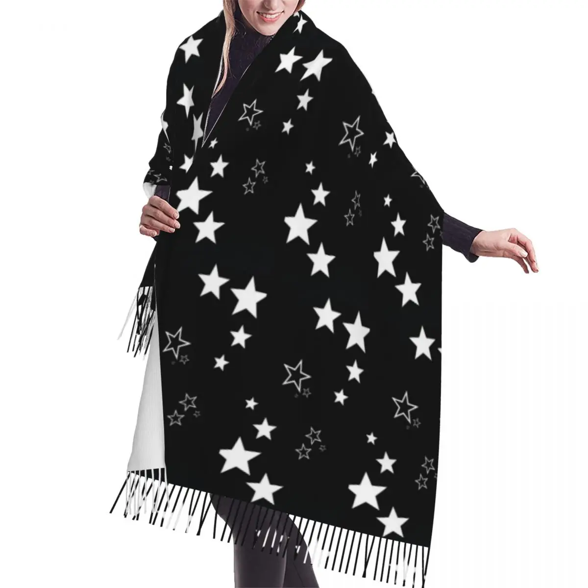 

Personalized Print Y2K Stars Pattern Scarf Men Women Winter Fall Warm Scarves Fashion Versatile Shawls Wraps