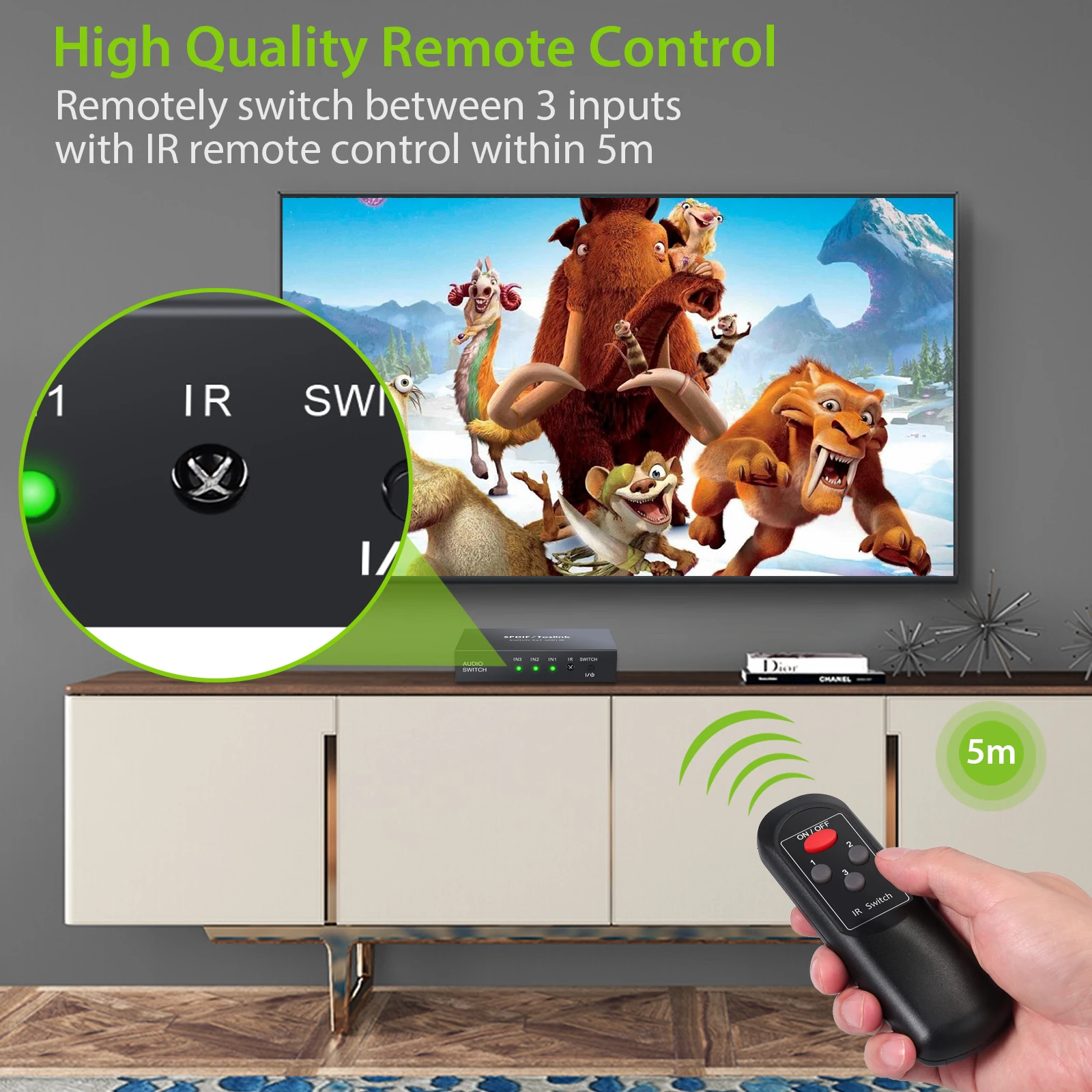 LiNKFOR-3x1    ó SPDIF Toslink ġ ڽ, DVD TV  IR  ִ SPDIF/Toslink  ġ