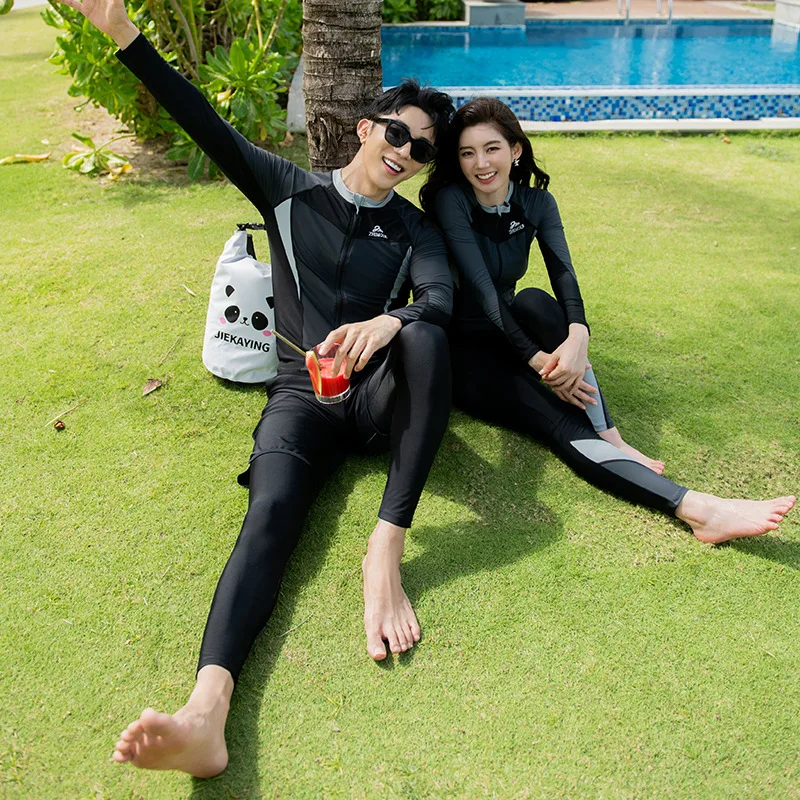 Women/Men's Zipper Rash Guard Long Sleeves Sun Protection Surf Rashguard Boyleg 3-5pcs Sports Swimsuit Padded Bathing Suits