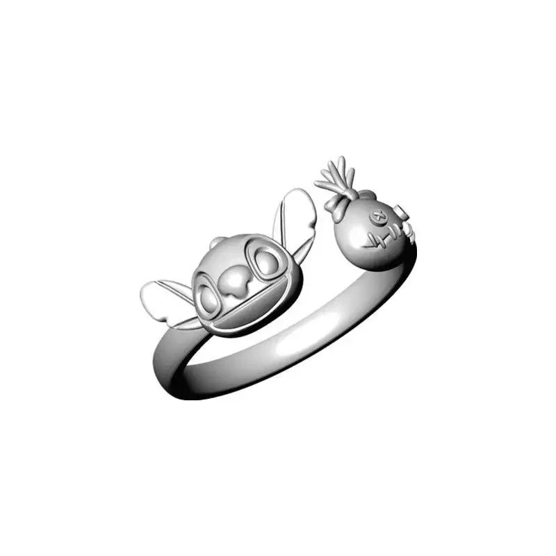 Bague de dessin animé Disney Stitch pour femme, bague en argent