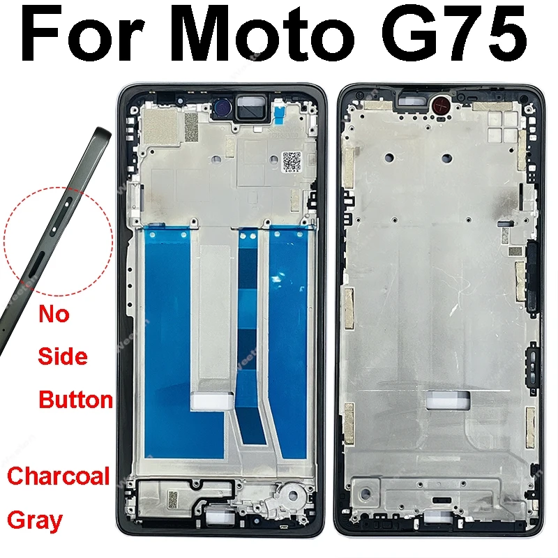 Motorola Moto G75 G85 XT2427-3 중간 프레임 및 LCD 스크린 프레임 측면 버튼이 없는 중간 하우징 프레임 플렉스 케이블 부품