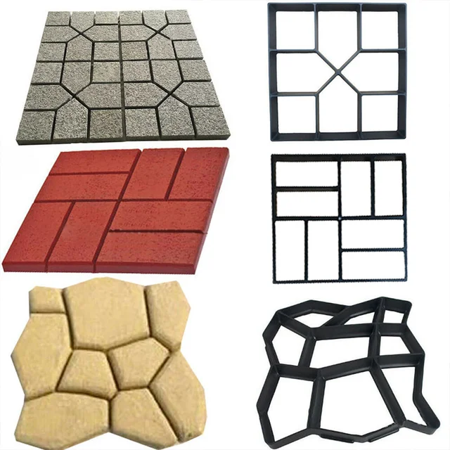 4 Styles Pathmate Kő Penész -Burkoló Járda Burkolat Beton Formák Lépcsőzetes Sétáló Út Cementformák A Gyep És Kert Számára