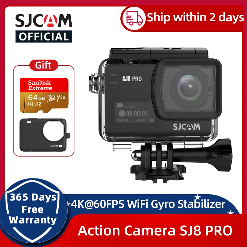 SJCAM SJ8 Pro、アクションカメラ、4K 60FPS、WiFi、リモート、ヘルメットカメラ、ジャイロ、アンバレラチップセット、Ultra  HD、エクストリームスポーツDVカメラ