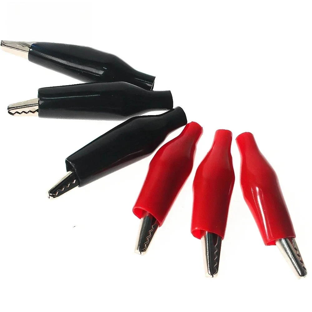 10PCS Alligator Clips Insulation Metal Crocodile Clip 24*28mm 28*35mm 35*45mm DIY Kit Electric Test Clip Red and Black 5pcs Each