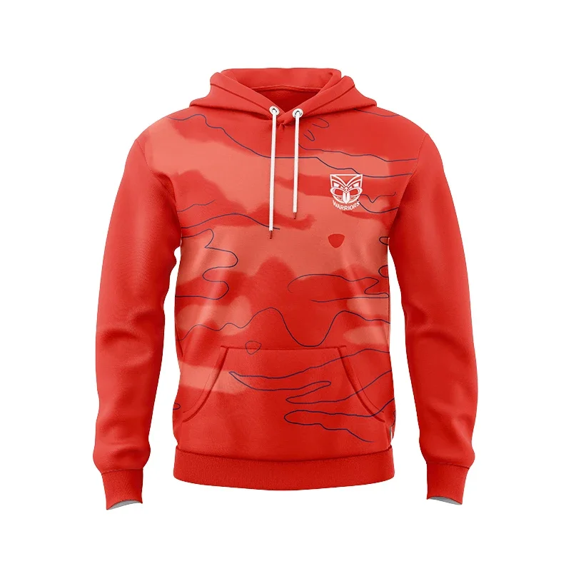 

2024 NEW ZEALAND WARRIORS JERSEY MENS HOME HOODIE RUGBY Training Orange JERSEY Size: S--5XL