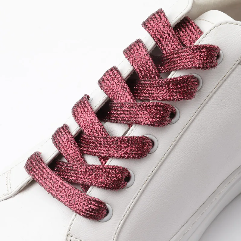 Glitzer-Schnürsenkel Aus Polyester – Metallic Hellgrün, Flach 10 Mm – 140 Cm Länge Für Sneaker & Sportschuhe – Reißfest & Mit Kunststoffspitze