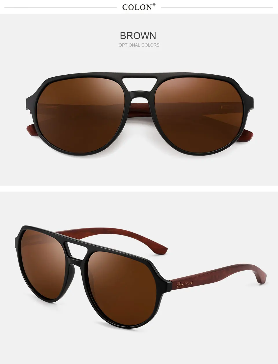 HU WOOD Polarisierte Sonnenbrille Männer Luxus Marke Vintage Gläser Neue Design Holz Pilot Sonnenbrille Fahren Gläser Stil GR8049 – Detail 8