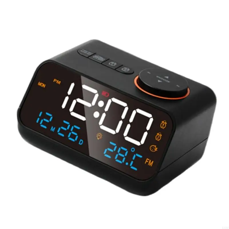 E28F Digital Alarm Clock Bedside Clocks with FM Radio and Voice Control Screen Activation Ringtone Infinitely Setting 5