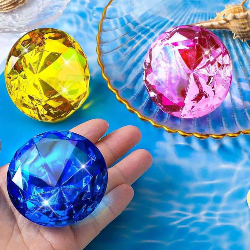 2개입 특대형 아크릴 다이아몬드 보석 60MM 랜덤 색상 해적 보물 파티 선물 어린이 생일 할로윈 선물