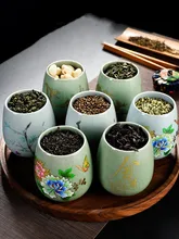  1PCS storage tank teapot canned ceramics oolong tea travel Tea Boxes Chinese porcelain Portable tea caddy coffee canister 