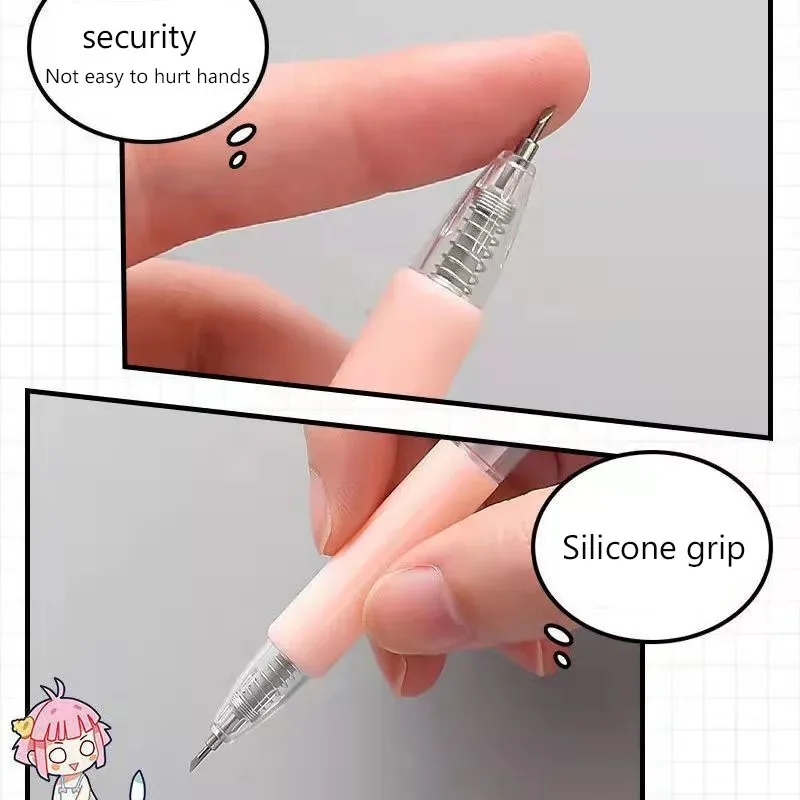 1/2세트 아트 유틸리티 나이프 펜 리필 세트 익스프레스 박스 나이프 종이 절단 도구 공예 도구 정밀 스티커 와시 테이프 커터