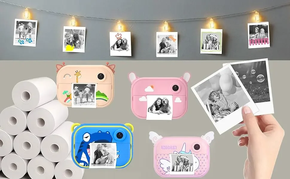 어린이용 즉석 카메라 리필 인쇄 용지 필름, 코어리스 열 인쇄, 57mm 휴대용 금전 등록기 모바일 프린터, 12 롤