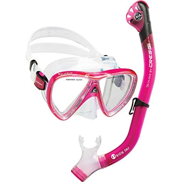 Adult Snorkel Set Mask, Dry Snorkel, Adjustable Fins - Light for Travel - Ocean Set: Designed in Italy