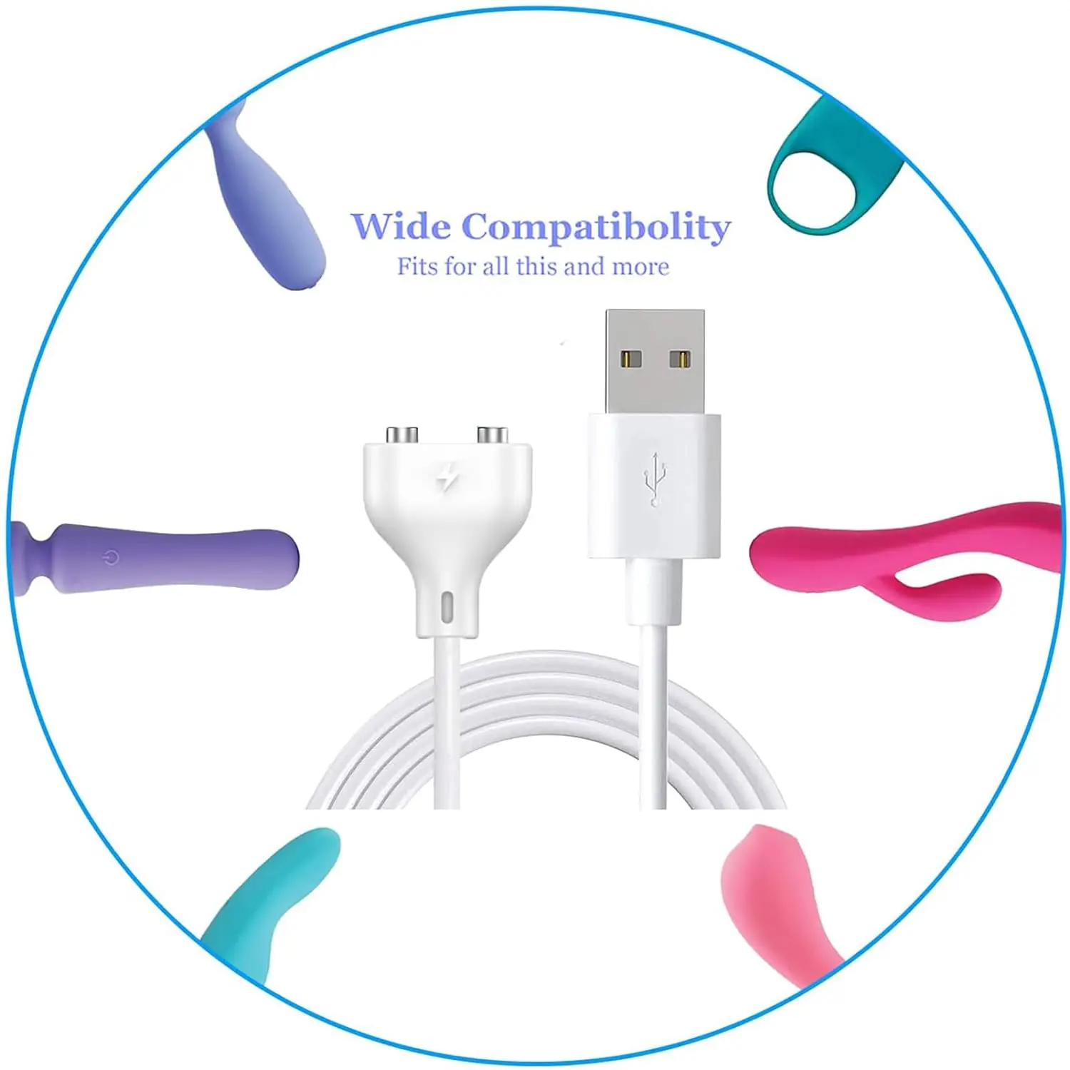 Magnetic USB DC Charger Cable Replacement Charging Cord For Rechargeable Toys Massagers Electric Toothbrush (6MM/0.24in)