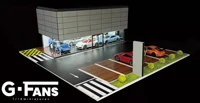 1:64 G Fans Car Dioramas Parking Lot Led Lights Vehicle Display Collection Display Usb Connector Car Store Models 2