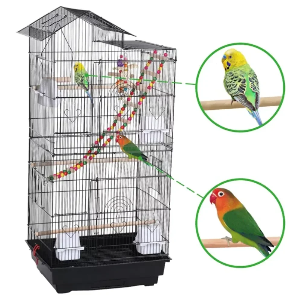 Bird Cage with perches and toys 5