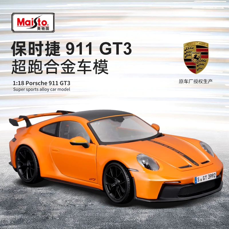

Maisto 1:18 2022 Porsche 911 GT3 limited orange Alloy Car Model Classical Static Die Cast Model Collection Gift Toy Gift