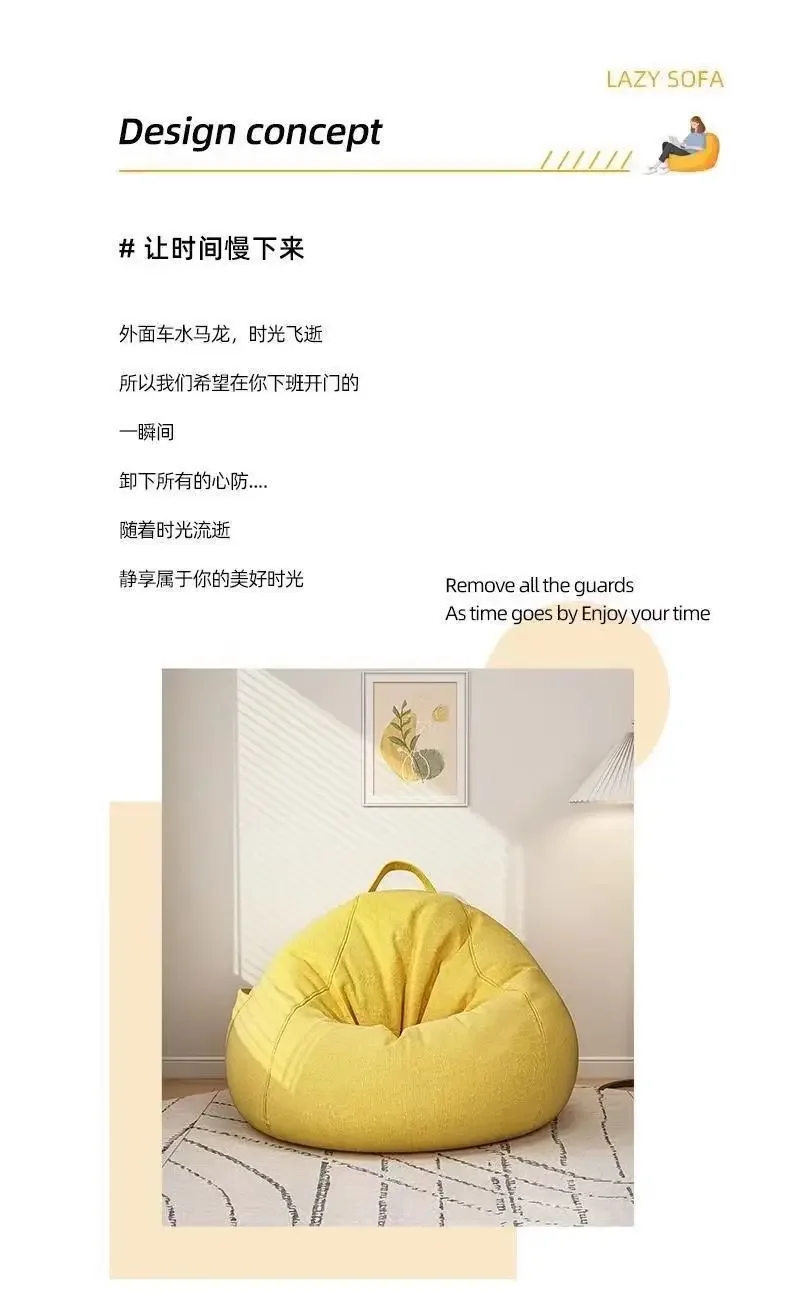 Description Picture 5 of itemLazy Sofas Chairs With Pedal Pillow Floor Linen Cloth Lounger Seat Bean Bag Pouf Puff Couch Leisure Tatami Living Room Household