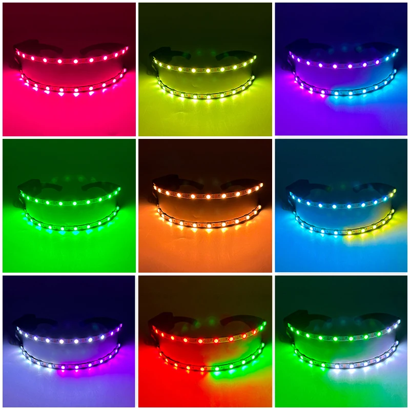 Cyberpunk futuristic luminous cosplay glasses LED glowing goggles for man women dance show props