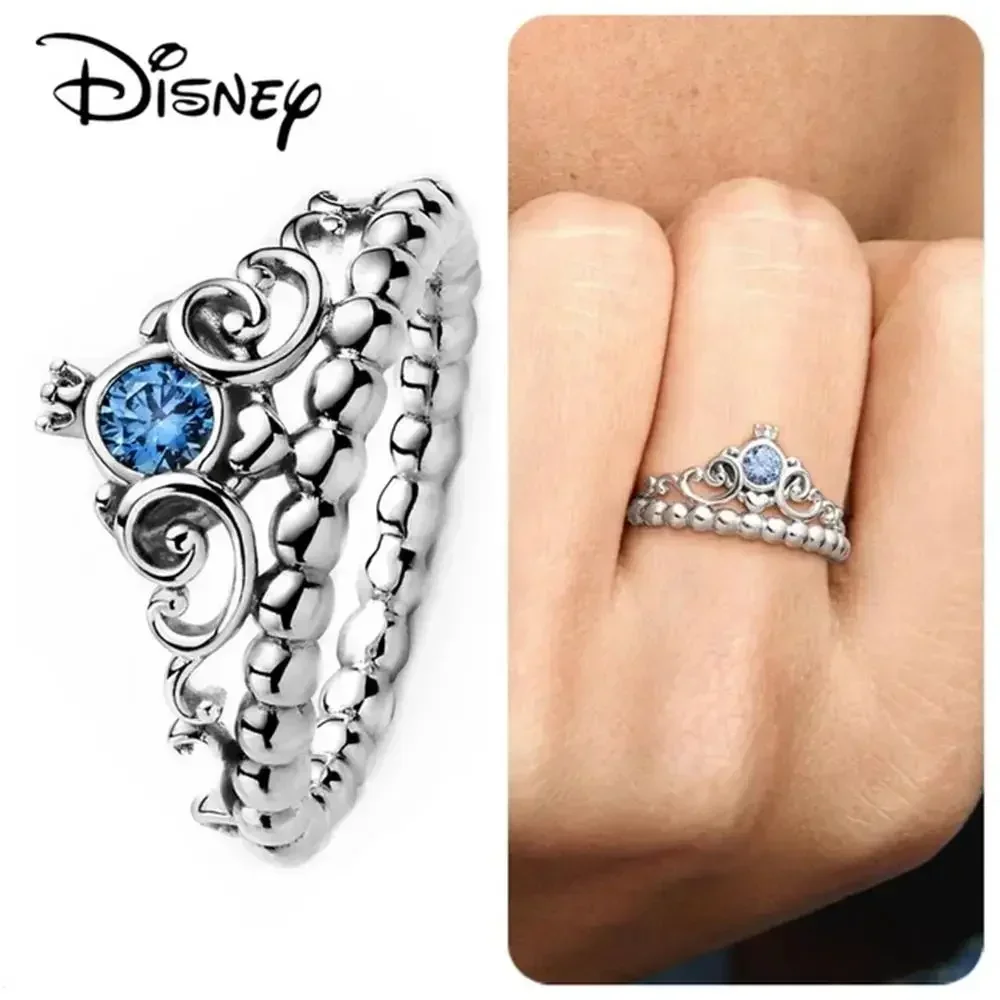 100% 925 sterling silver Mickey Minnie Sparkling Head Princess Flower Daisy Ring Original Holiday Jewelry Love Wedding Ring Gift 3
