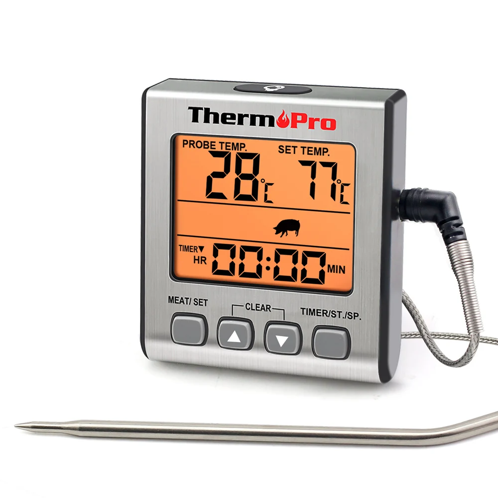 ThermoPro TP16S Backlight Digital BBQ Oven Grill Meat Thermometer With ...
