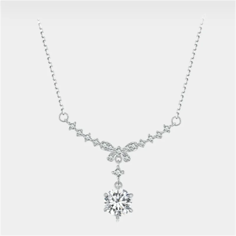 

MSN020Lefei модное роскошное классическое креативное ожерелье с бантом из муассанита 1 карат для женщин 925 Серебряное женское украшение в подарок