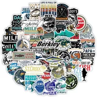 10/30/50/100pcs Fishing Stickers Waterproof Skateboard Motorcycle Guitar Luggage Laptop Bicycle Sticker Kids Toys 1