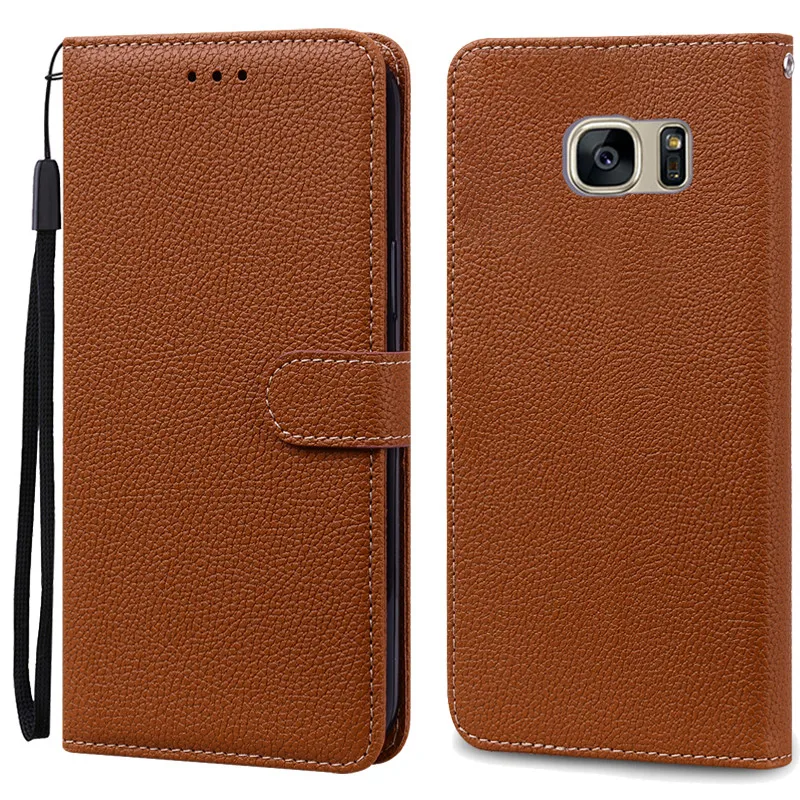 Luxury Leather Wallet Flip Case - Soft Protective Cover for Samsung Galaxy S7 Edge