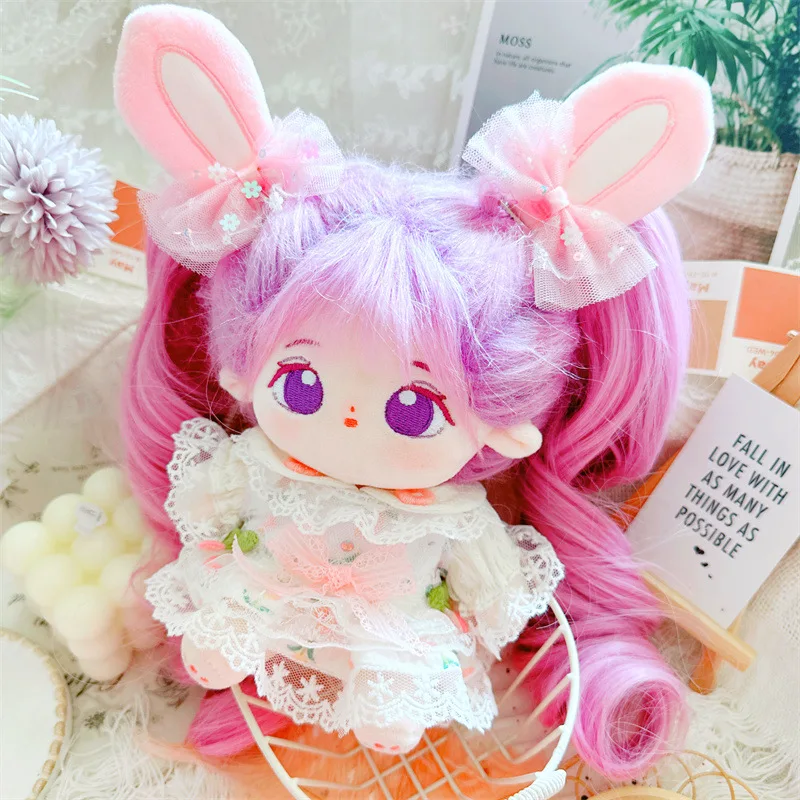 Kawaii Cotton Doll 20cm with Skeleton and No Attribute Male Baby with Animal Bunny Ears Fashion Idol Dress Doll Boy Kids Gifts