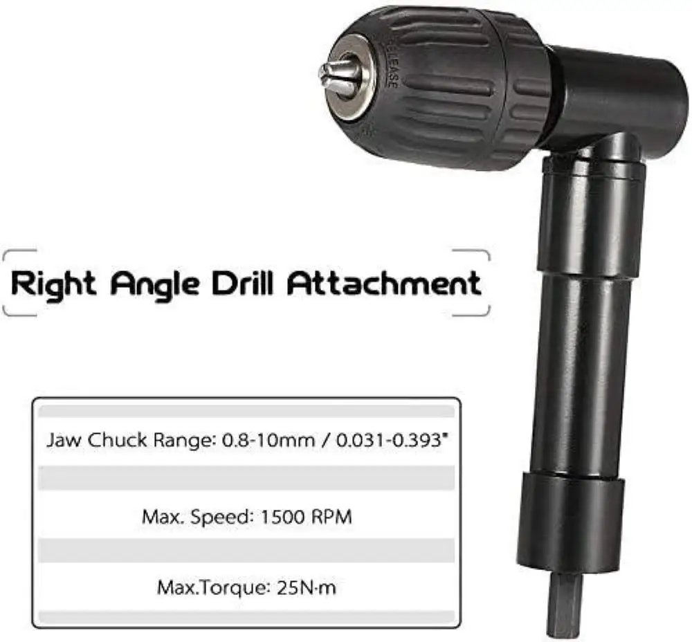 

90 Degree Angle Drill, Gearwoo 0.8-10mm Right Angle Bend Extension 8mm Hex Shank Professional Cordless Drill Attachment Adapter