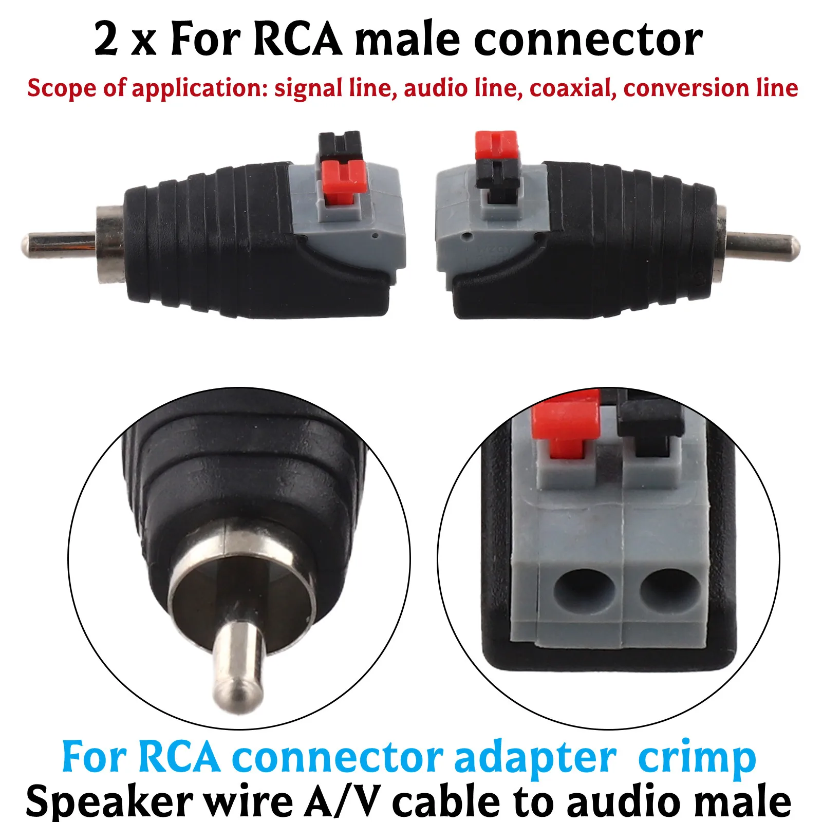 2 個スピーカーワイヤー AV ケーブルオーディオオス RCA コネクタ