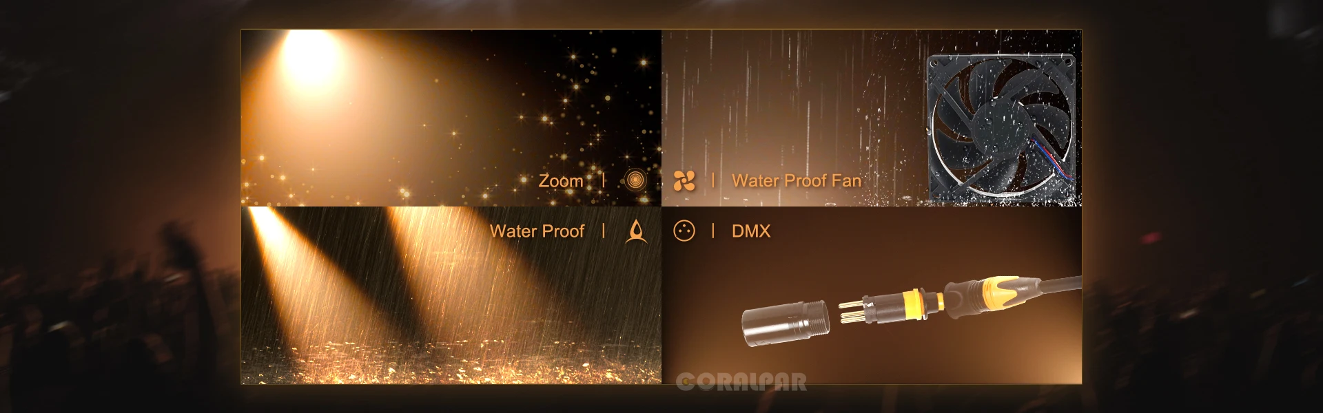 CORALPAR Schneller Versand, wasserdicht, IP65, LED-Zoom und Waschen, 300 W, COB-Par, warmweißes Licht für Disco, Hochzeit, Nachtclub, Theater, Bühne – Detail 3