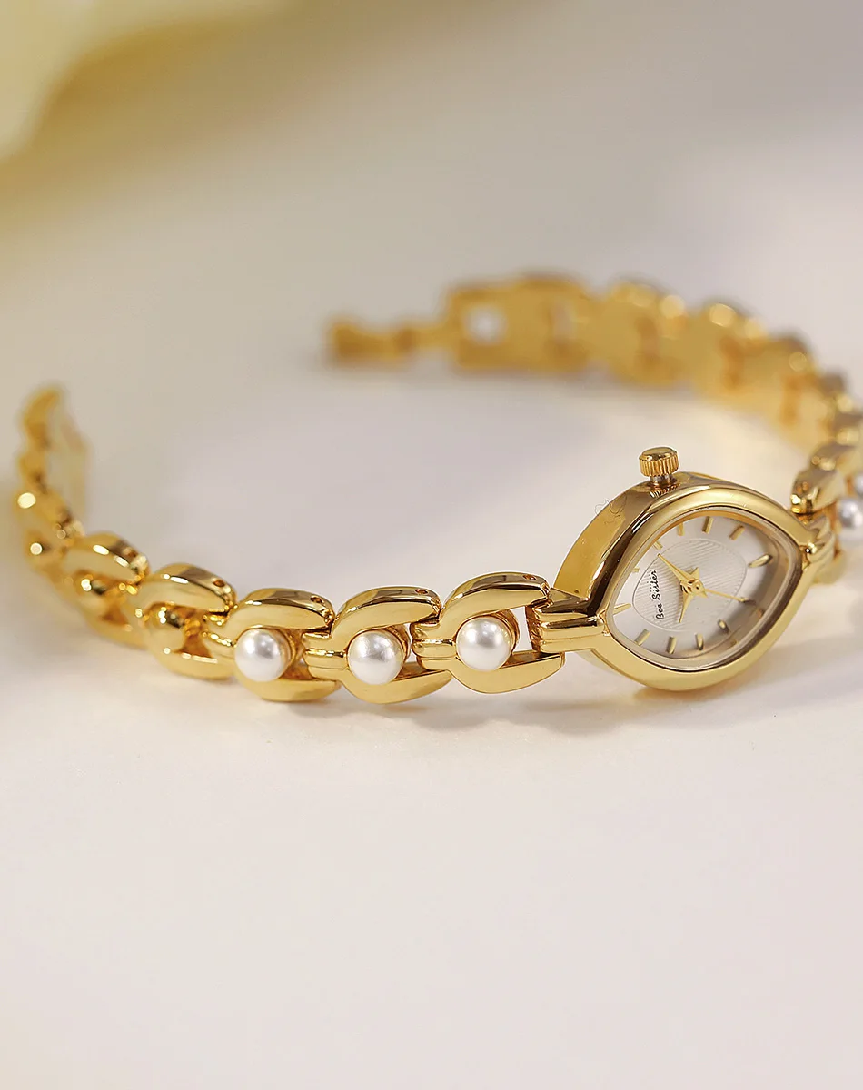 Elegante Luxusuhren für Damen, modisches Armband, ovale Quarz-Damen-Kleideruhr, 2025, neue weibliche Golduhr, Geschenke – Detail 3