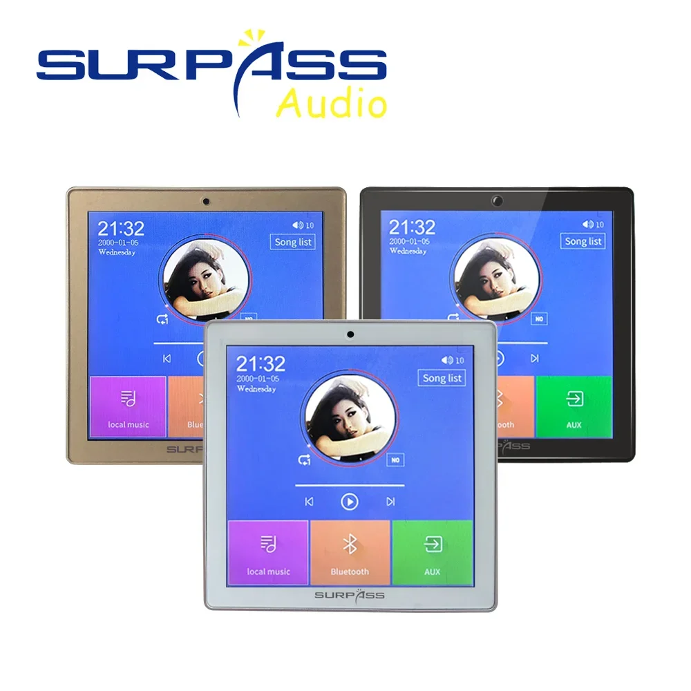 Smart Home Audio 2/4 Channel Wireless Bluetooth Mini Amplifier 4'' Touch Screen FM Radio AUX TF Card Function In Wall Amplifier