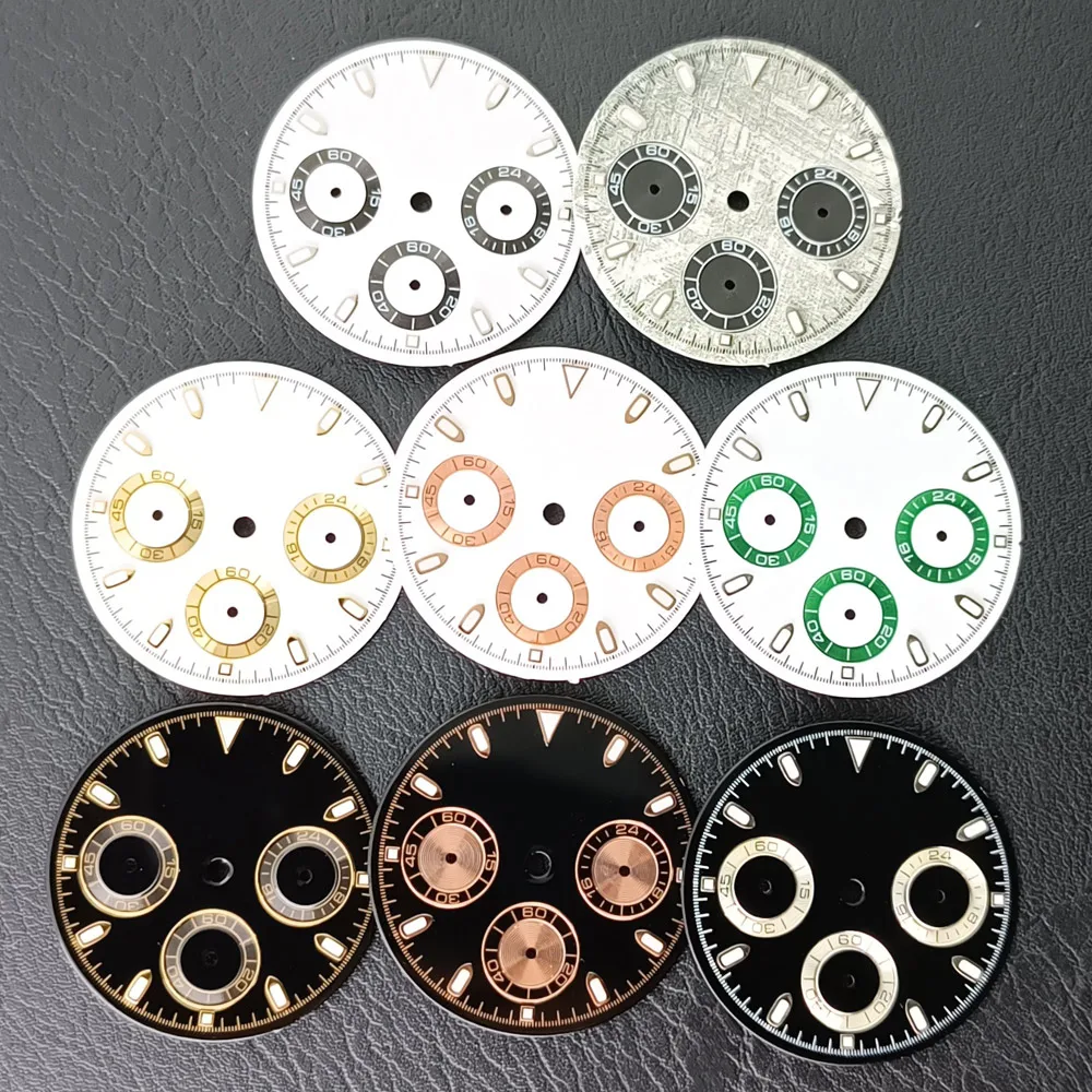 28.5mm black/white/grey/gold/blue/Green C3 luminous aseptic dial for VK63 movement watch accessories