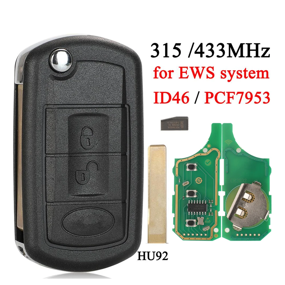 jingyuqin 315MHz/433.92MHz EWS System Folding Remote Key ID46/PCF7935 ...